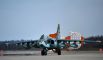 Штурмовик Су-25 после приземления во время совместной тренировки групп парадного строя авиации к Параду Победы.