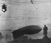 Аэростат воздушного заграждения  у памятника А.С. Пушкину. Москва, 1941 год