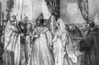 Венчание Ивана III с Софьей Палеолог в 1472 г. Гравюра XIX в.