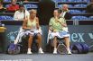 Международный теннисный турнир «Кубок Кремля - 2000». Анна Курникова и швейцарская теннисистка Мартина Хингис.