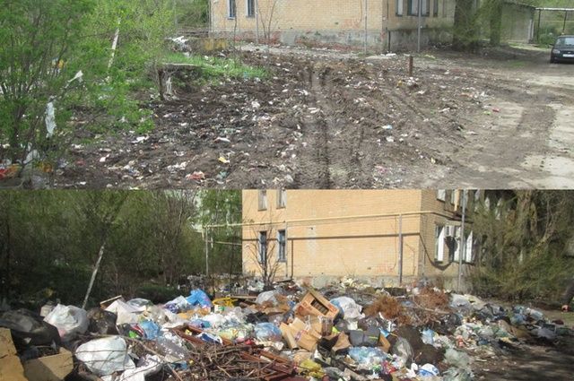 Улица Азина до и после уборки мусора