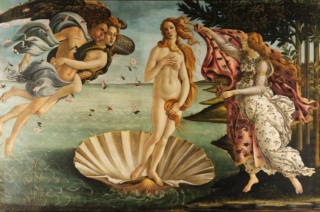 Сандро Боттичелли, «Рождение Венеры», 1482-1486 гг., репродукция