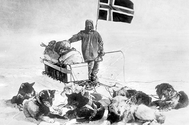 Амундсен на Южном полюсе.