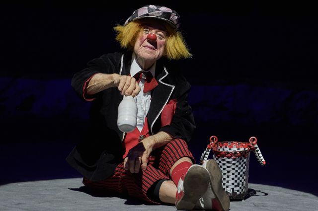 Олег Попов на премьере новой цирковой программы «Пусть всегда будет солнце». 2016 год.