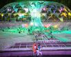 Центральная инсталляция катка — «Застывший фонтан», сконструированный по принципу Шуховской башни и сети Чебышева. Ночью «потоки воды» переливаются за счет флуоресцентной краски и света прожекторов.