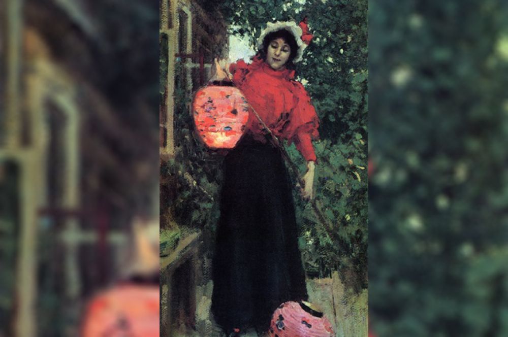 «Бумажные фонари» (1896). На картине изображена молодая женщина, которая зажигает разноцветные бумажные фонарики. Считается, что художник изобразил свою будущую жену Анну Яковлевну Фидлер.