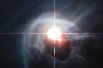 Эффект гало: две звезды светят через кольцо каскадный пыли в звездной системе Ди Ча.