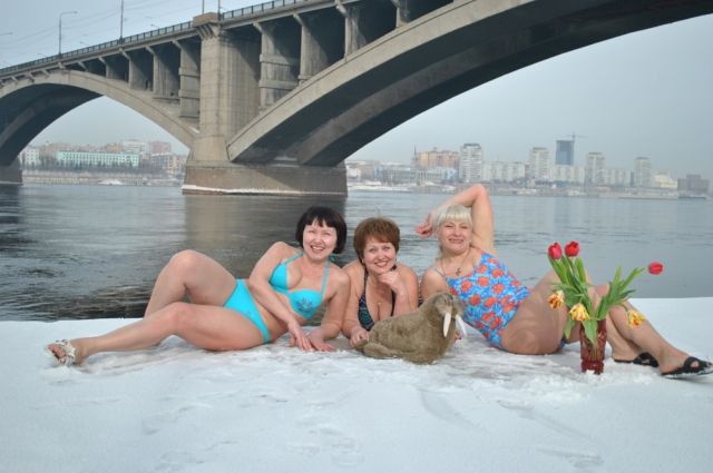 Женщины моржихи в купальнике