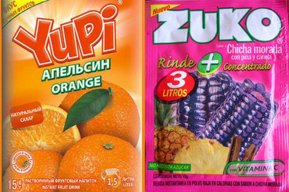 Растворимые напитки Yupi и Zuko