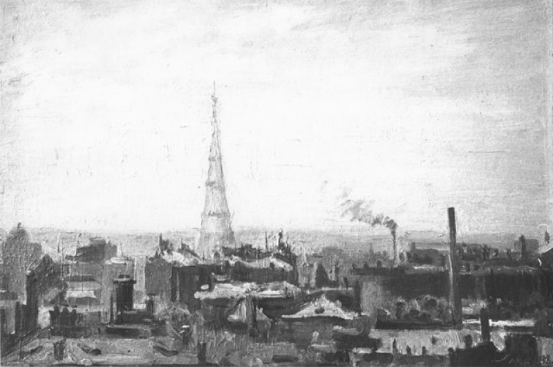 В начале марта 1922 года монтаж несущих конструкций был завершён, позже началась и трансляция радиопередач с уникальной антенной башни. С установкой двух траверс и флагштока высота Радиобашни достигла 160 метров. На фото: башня в 1938 году на картине художника Маркина.
