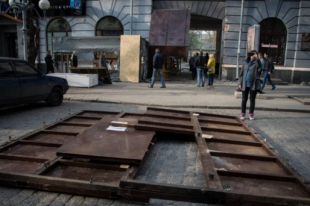 Место сноса арки в Полтаве