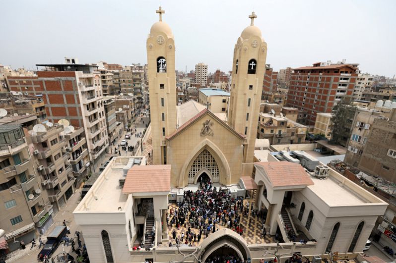 Общий вид на коптскую церковь Мар-Гиргис в городе Танта, где произошёл взрыв.