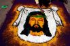 Традиционный портрет Иисуса Христа из опилок во время празднования Страстной недели в Леоне, Никарагуа.