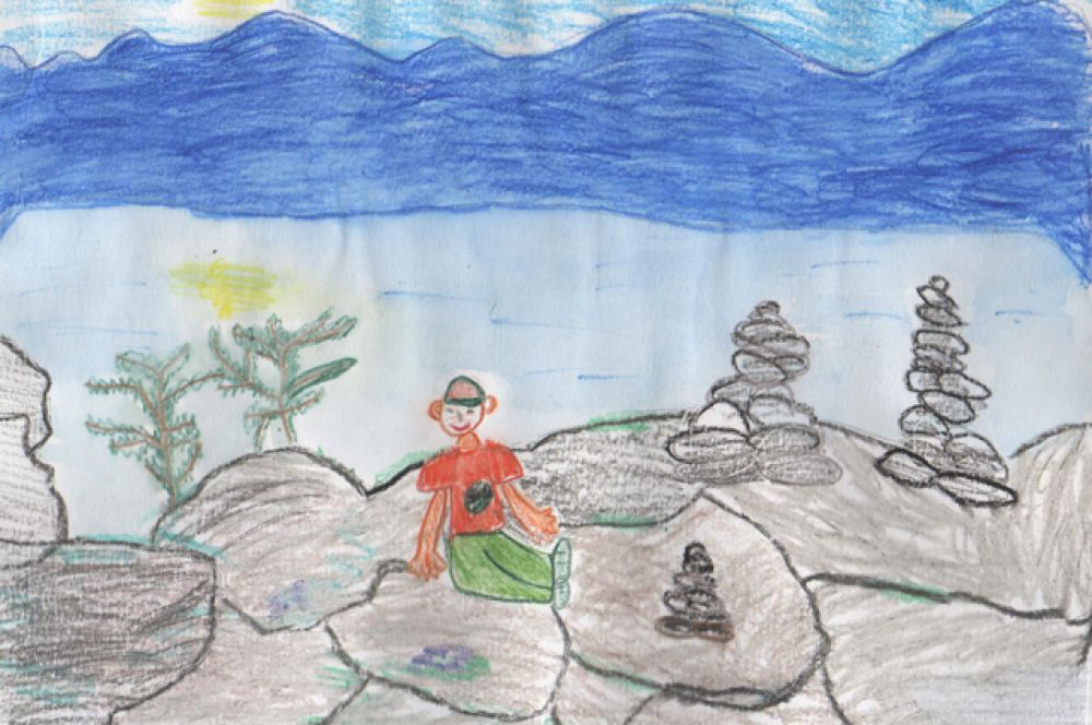 Участник №17 Андрей Воробьев, 6 лет. «На берегу Байкала»