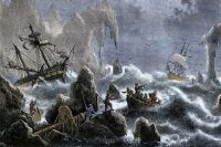 Экспедиция Витуса Беринга попала в шторм у Алеутских островов в 1741 году.