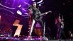 Музыкант группы Kiss Джин Симмонс выступает на концерте в СК «Олимпийский» в Москве.