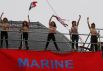 Активистки FEMEN устроили голый протест против Марин Ле Пен.