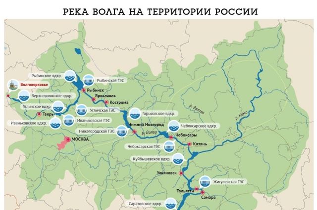 Волга от истока до устья. Интерактивная инфографика