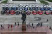 Акция «Вперед, Россия!» в честь Дня России на площади Победы в Георгиевске Ставропольского края.