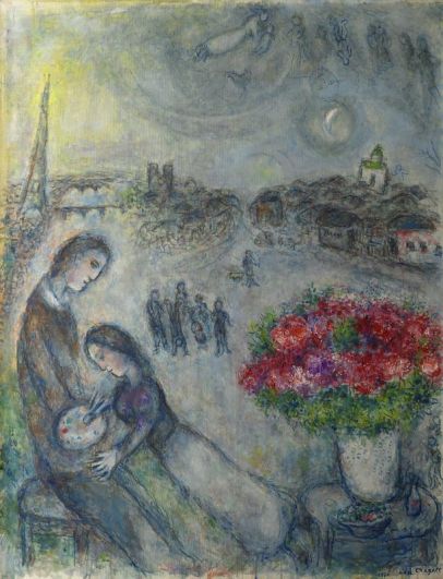 Марк Шагал «Художник и его невеста», 1980 год.