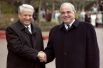 21 ноября 1991 года. Гельмут Коль приветствует прибывшего в Германию с визитом Бориса Ельцина.