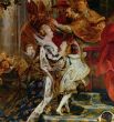 В 1622 году Рубенса вызвала в Париж наслышанная о его славе вдовствующая королева Мария Медичи. Ему было поручено заполнить картинами из её жизни два длинных коридора в Люксембургском дворце. Над исполнением этого заказа Рубенс работал в Антверпене два года. «Коронация Марии Медичи», 1625.