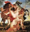 «Похищение дочерей Левкиппа», 1618. В этой картине Рубенс использовал миф о сыновьях Зевса и Леды, Касторе и Поллуксе, похитивших дочерей царя Левкиппа — Гилаиру и Фебу. 