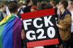 Акция протеста перед саммитом G20 в Гамбурге.