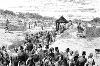 Гравюра 1877 года, изображающая первый Уимблдонский турнир.