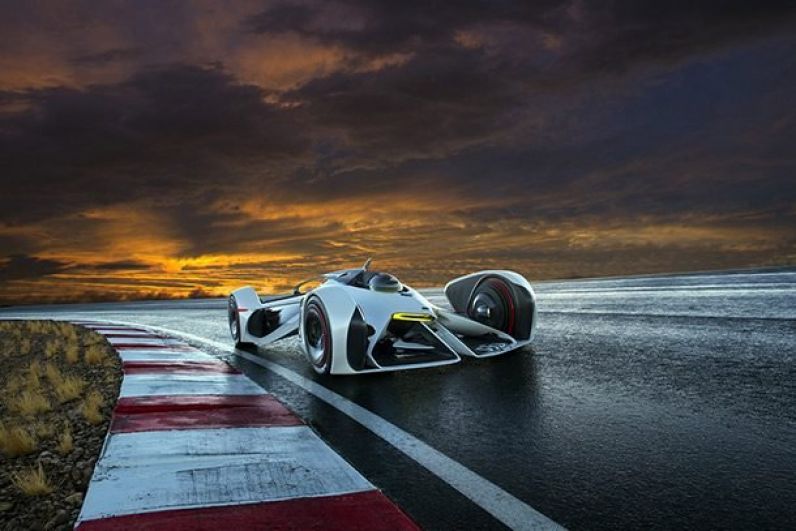 Chevrolet Chaparral 2X Vision GT. Машина создана специально для гонок Gran Turismo. Чтобы управлять таким авто, придется лечь, а не сесть. Мотор работает за счет лазера, а шлем водителя оснащен дисплеем. Новое авто разгоняется до 386 километров в час.