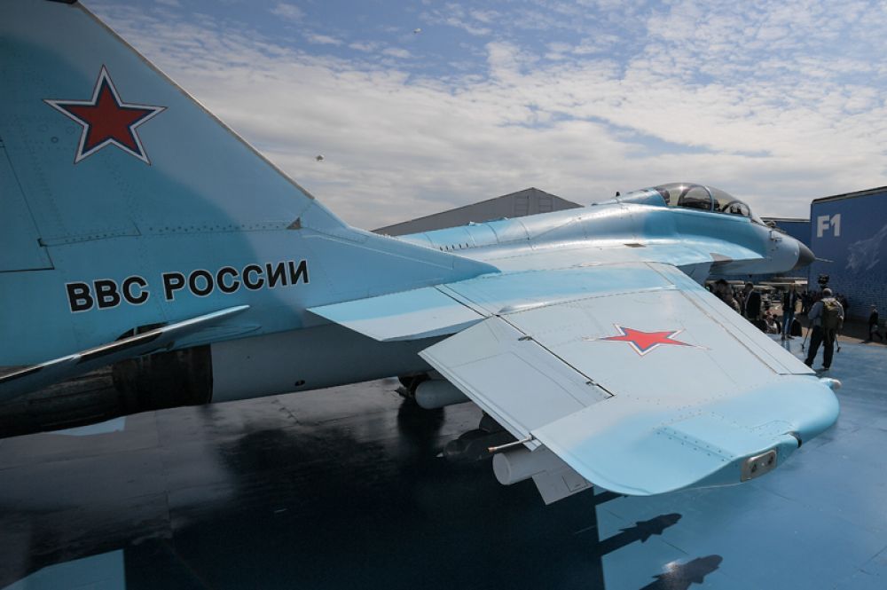 Многоцелевой истребитель МиГ-35, представленный на Международном авиационно-космическом салоне МАКС-2017 в подмосковном Жуковском.