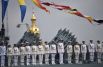 Во время главного военно-морского парада в честь Дня Военно-Морского Флота России в Санкт-Петербурге.