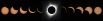 Коллаж из одиннадцати фото показывает прогрессию затмения от Линкольн-Бич, штат Орегон, до Чарлстон, Южная Каролина в США.