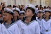 Учащиеся филиала Нахимовского военно-морского училища (Владивостокское президентские кадетское училище) на торжественной линейке, посвященной Дню знаний.
