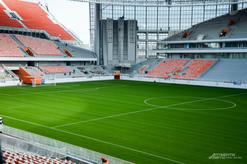 Игровая арена с натуральным футбольным газоном – 125 x 85 метров.