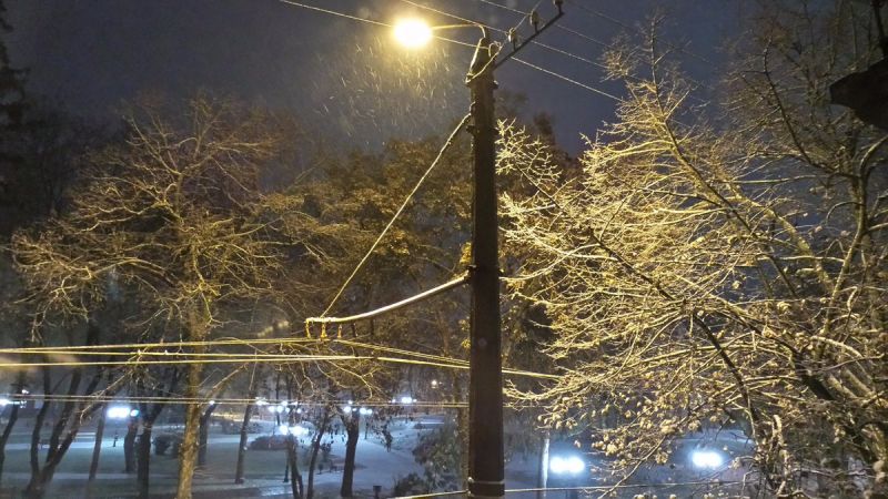 в Чернигове первый снег выпал рано утром.