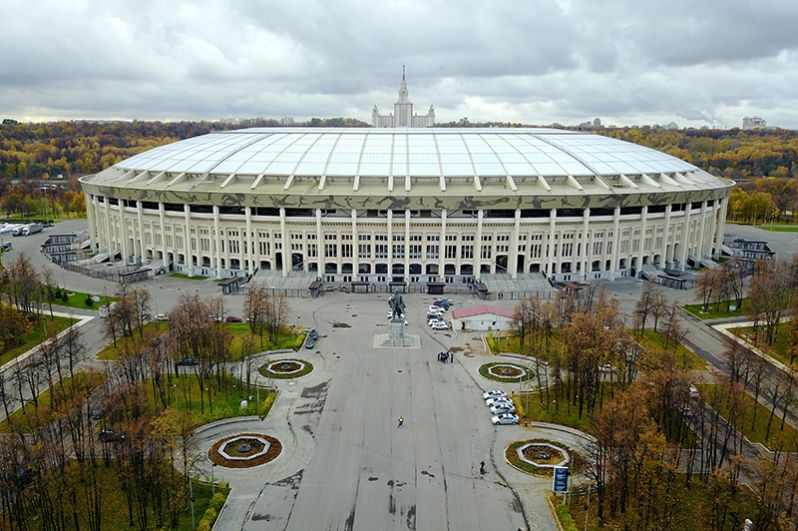 Общий вид на обновлённый стадион «Лужники» с воздуха.