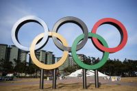 Олимпийские кольца в Олимпийском парке в Пхенчхане.