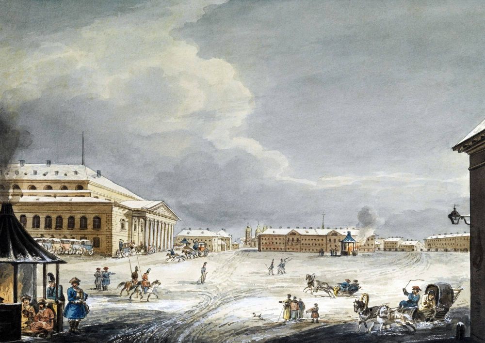 Карл Кольман (1786 - 1846). Театральная площадь в Санкт Петербурге. 1820 г