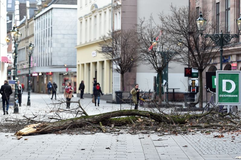 Последствия урагана в Дюссельдорфе, Германия.