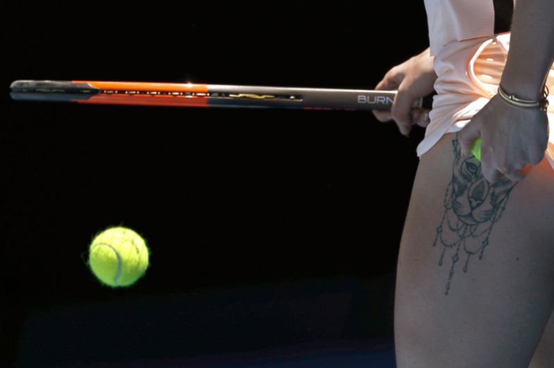 Украинская теннисистка Элина Свитолина перед матчем с Катериной Синяковой из Чехии. 