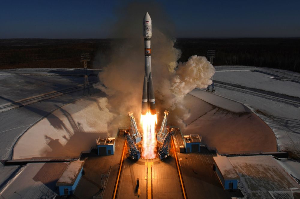 Старт ракеты-носителя «Союз-2.1а» с космодрома «Восточный».
