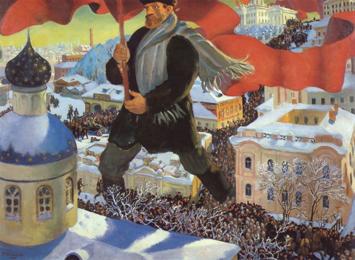После 1917 года художник участвовал в оформлении Петрограда к первой годовщине Октябрьской революции, рисовал плакаты, лубки и картины на революционную тематику. «Большевик» (1920).