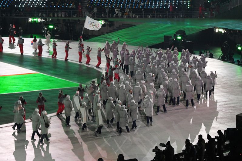 Cборная России во время церемонии открытия Олимпиады.