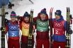 Андрей Ларьков, Александр Большунов, Алексей Червоткин и Денис Спицов завоевали серебряную медаль в лыжной эстафетной гонке 4х10 километров среди мужчин.