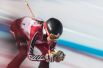 Эрин Латимер (Канада) на трассе супергигантского слалома в классе LW 2-9 (стоя) на соревнованиях по горнолыжному спорту среди женщин на XII зимних Паралимпийских игр в Пхенчхане.