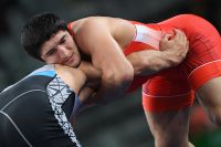 Абдулрашид Садулаев в финале соревнований по вольной борьбе среди мужчин в весовой категории до 86 кг на XXXI летних Олимпийских играх.