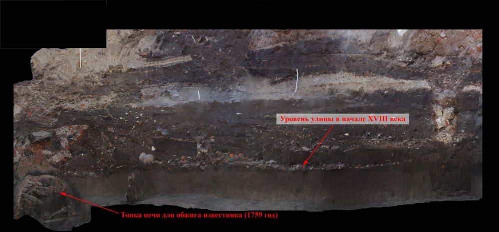 Участок раскопа на Крестовоздвиженской площади Март-апрель 2018 года