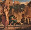 В 1832 году художника включили в состав официальной дипломатической миссии, направленной с визитом в Марокко. Там он сделал сотни эскизов, а в дальнейшем впечатления, полученные в этом путешествии, служили ему неисчерпаемым источником вдохновения. Картина «Арабы, играющие в шахматы» написана спустя 15 лет после поездки и отражает отдельные стилистические элементы персидской и индийской миниатюры.