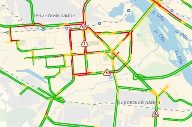 В Ленинском районе - плотные пробки.
